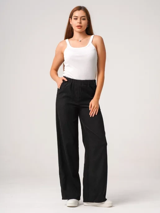 📉 498₽ 13520₽ 🛍 Брюки палаццо классические широкие вельвет / Fiato.