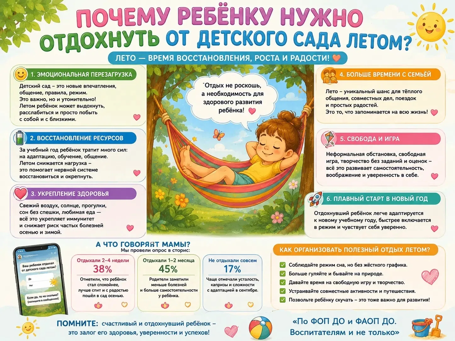 Счастливый и отдохнувший ребенок - это залог его здоровья, уверенности и успехов!
