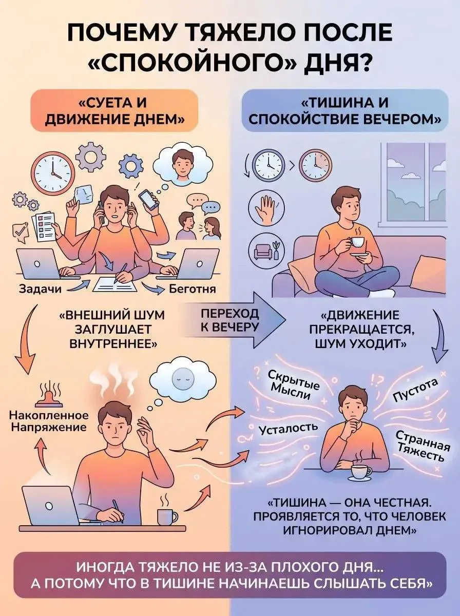 Иногда человек устаёт не от дел и забот.