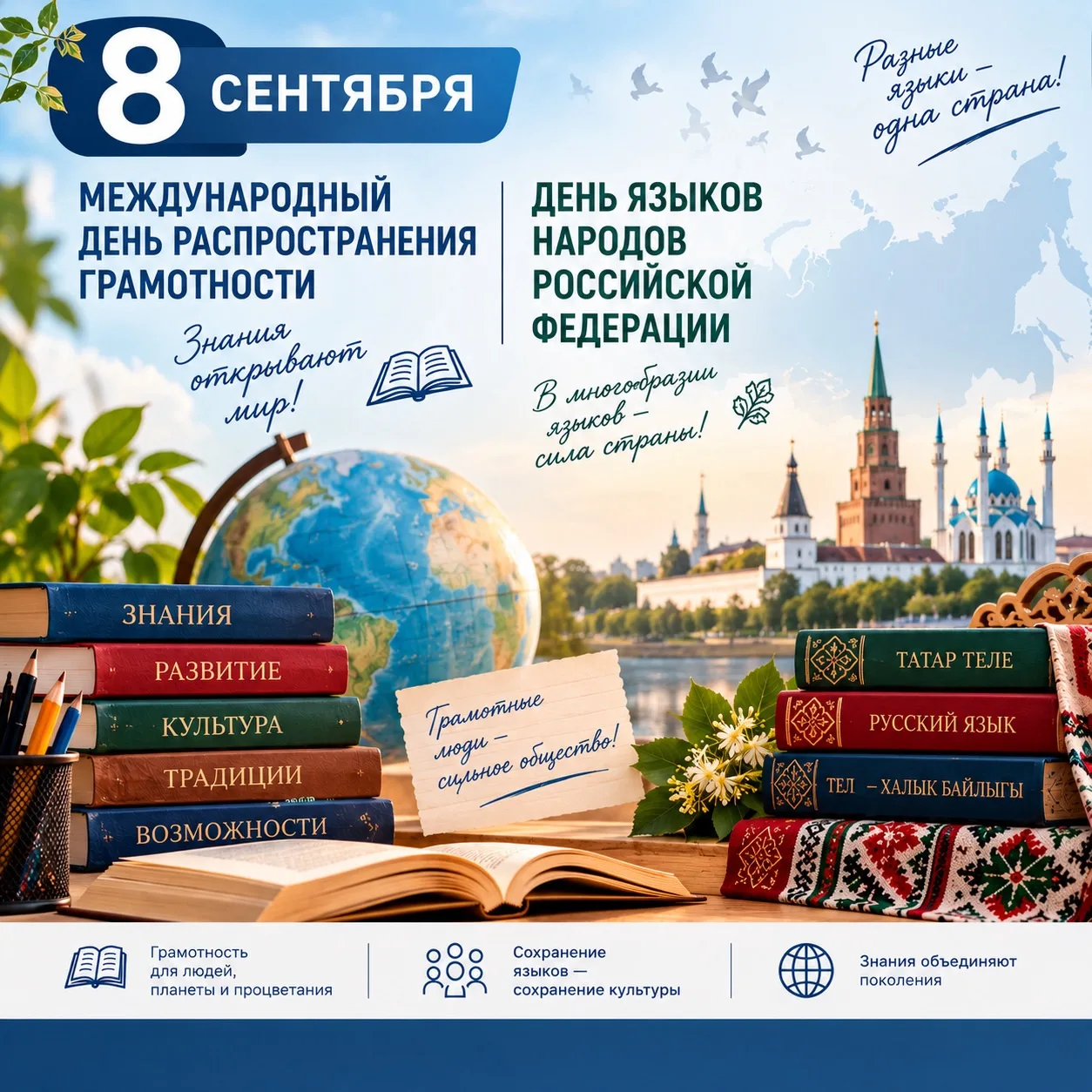 📚 8 сентября — Международный день распространения грамотности и День языков народов Ро...