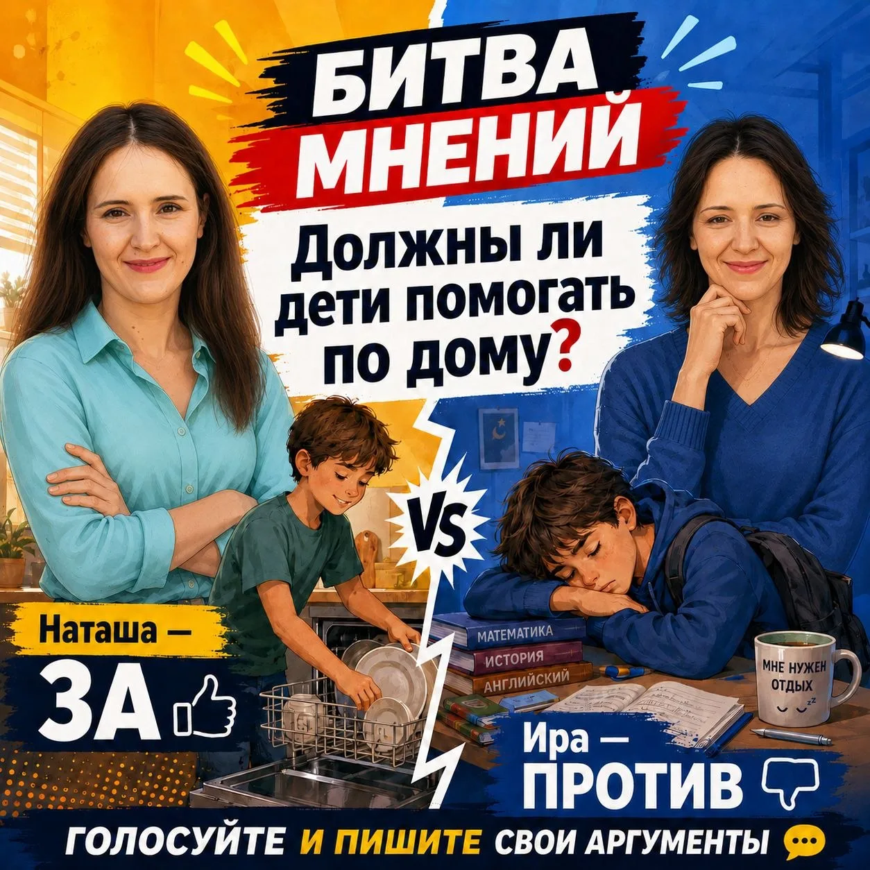 Битва мнений Иры и Наташи: дети и домашние обязанности 🧹