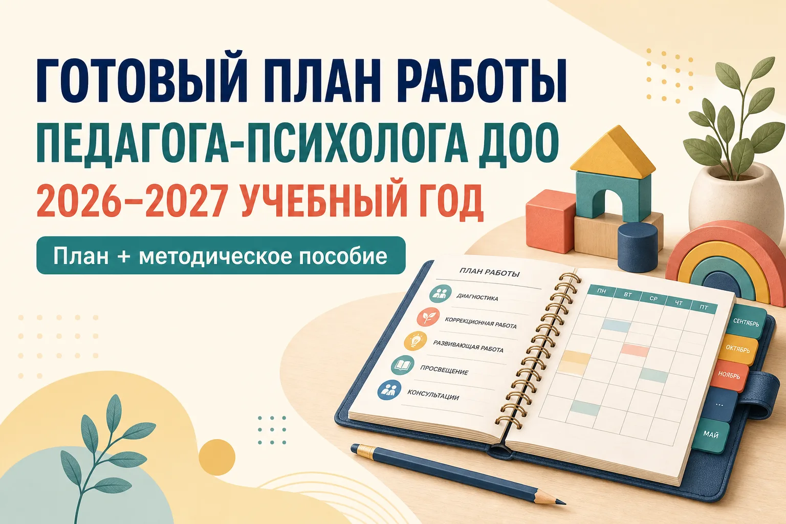 📘 План работы педагога-психолога ДОО на 2026–2027 учебный год