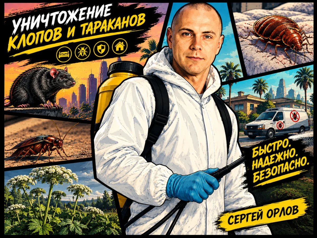 Уничтожение клопов, тараканов, блох и прочей нечисти 😉
