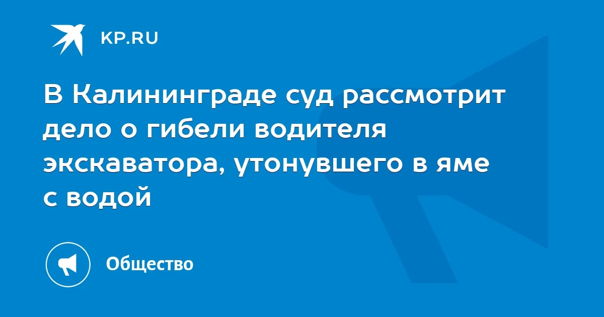 ⚖ ️ В Калининграде суд рассмотрит дело о гибели водителя экскаватора