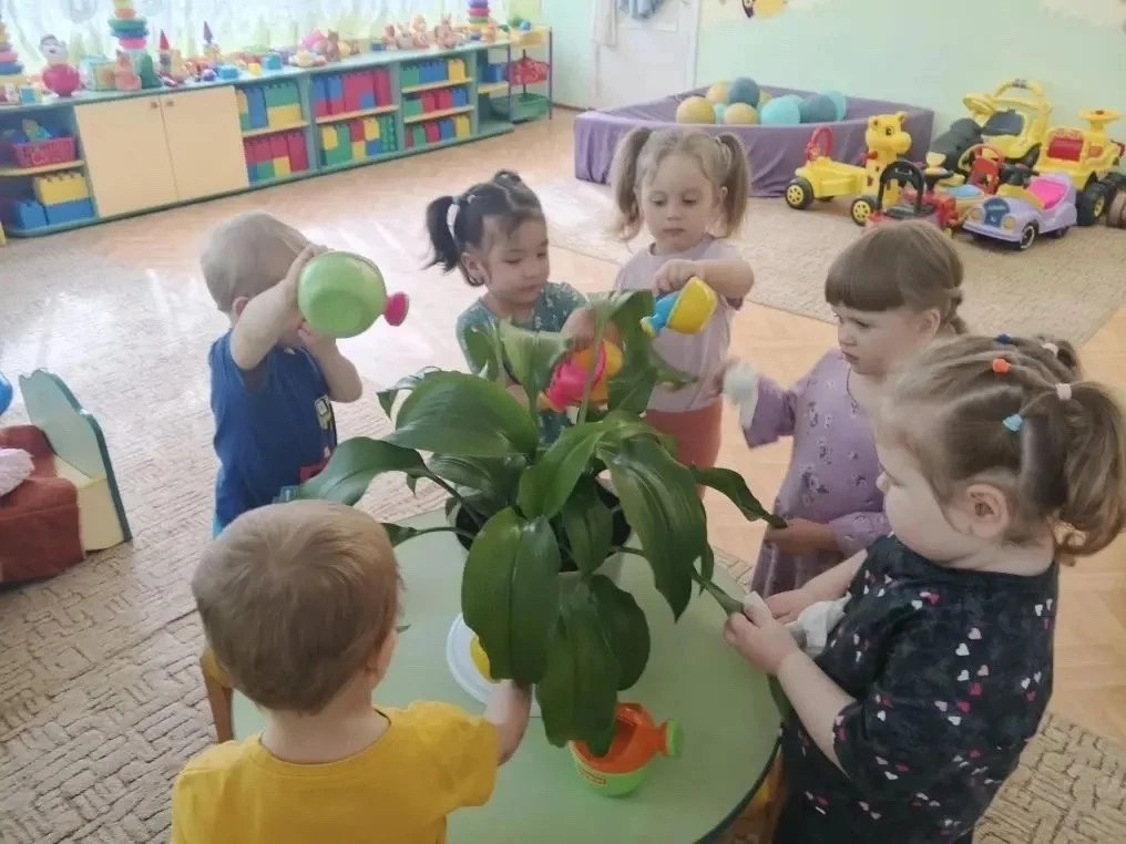 🌿 Посадили мы цветы.
Посмотрите, вот они!
Будем мы ухаживать,
Будем поливать 💦
Будем за цветочками