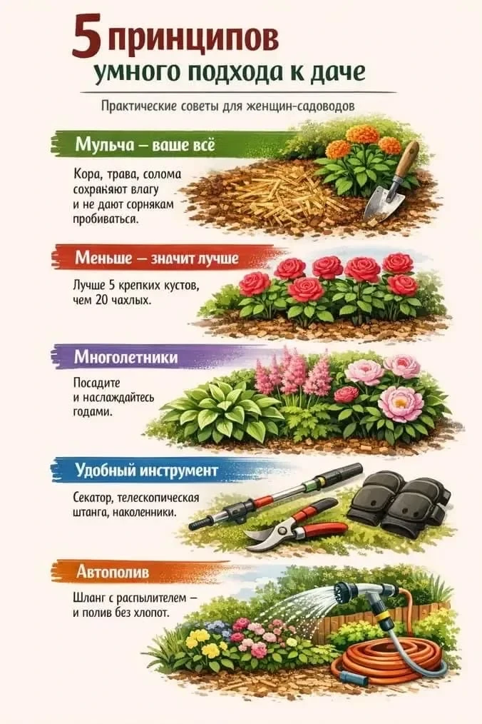 🌸 Дача в радость, а не в тягость: 5 правил "умного" садовода!

Девочки, сохраняйте себе эти простые