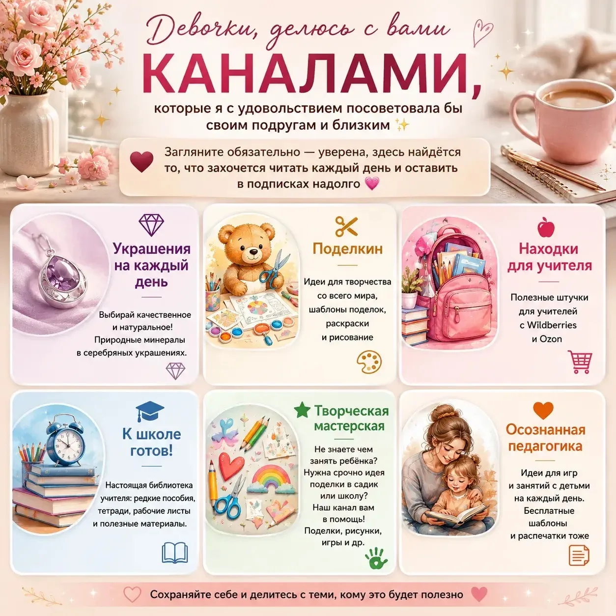 Девочки, делюсь с вами каналами, которые я с удовольствием посоветовала бы своим подруг...