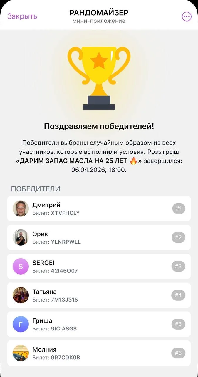 🏆 СПИСОК ПОБЕДИТЕЛЕЙ — мы подвели итоги нашего розыгрыша