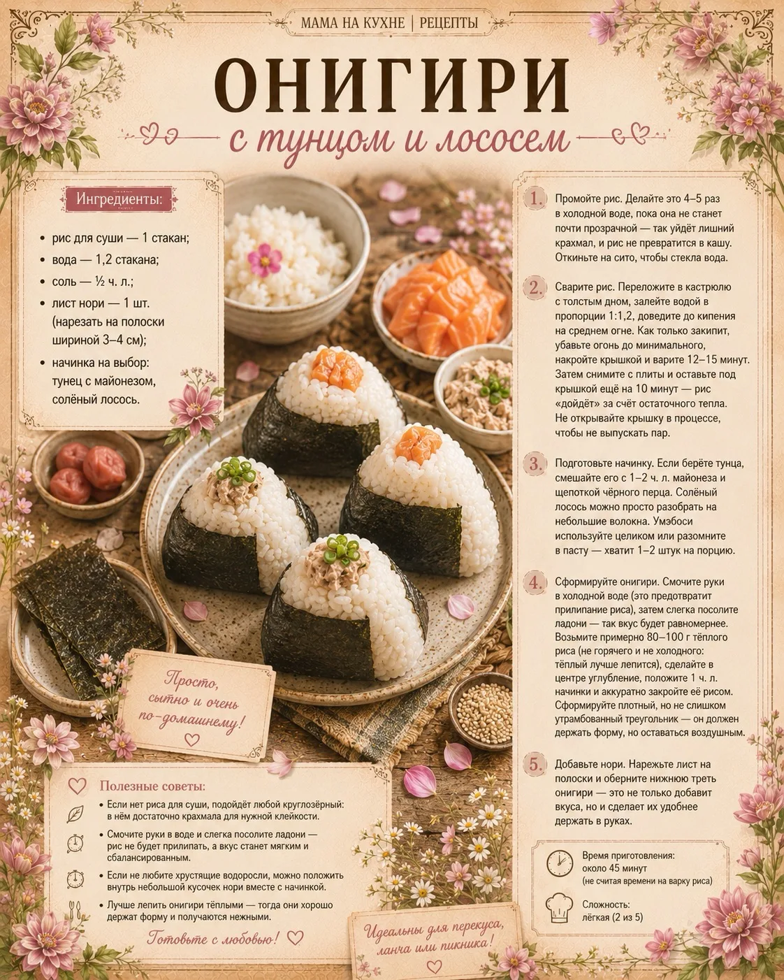 🌸 Онигири с тунцом и лососем 🌸

#второе #обед #ужин #закуски #суши #роллы #тунец #лосось #рис

СПА