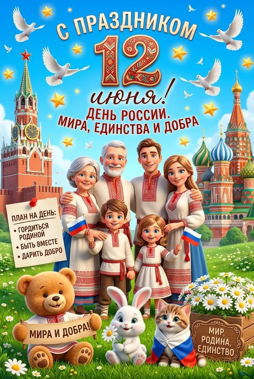 📢♥️Уважаемые родители, дорогие ребята и коллеги!
 Поздравляем вас с Днём России! 🇷🇺

🌾Для воспит