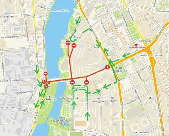 Завтра перекроют дороги в районе театра Камала, в том числе мост через Кабан. Причину вы знаете.

ht