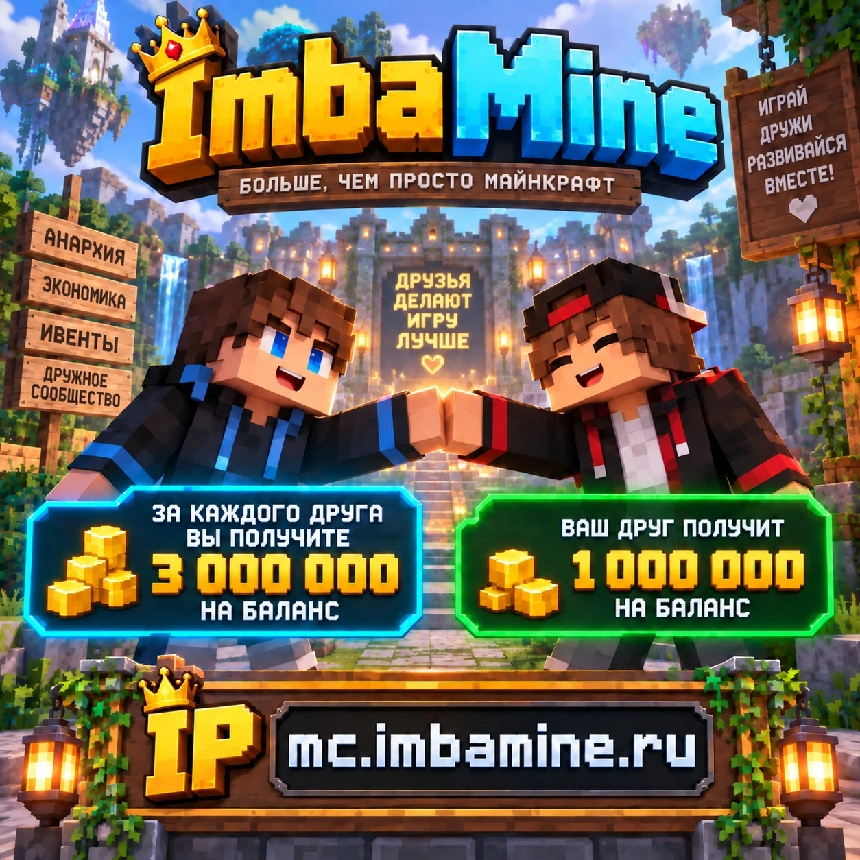 📢 АКЦИЯ «ПРИВЕДИ ДРУГА» — ЗАБИРАЙ 3 000 000 НА БАЛАНС!