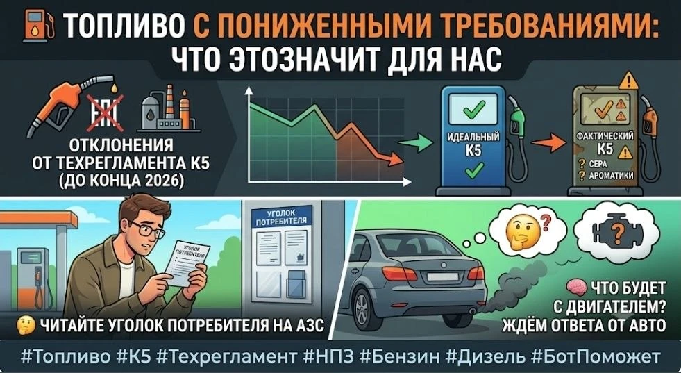 ⛽️ ТОПЛИВО С ПОНИЖЕННЫМИ ТРЕБОВАНИЯМИ: ЧТО ЭТО ЗНАЧИТ ДЛЯ НАС

Коллеги, правительство разрешило до к