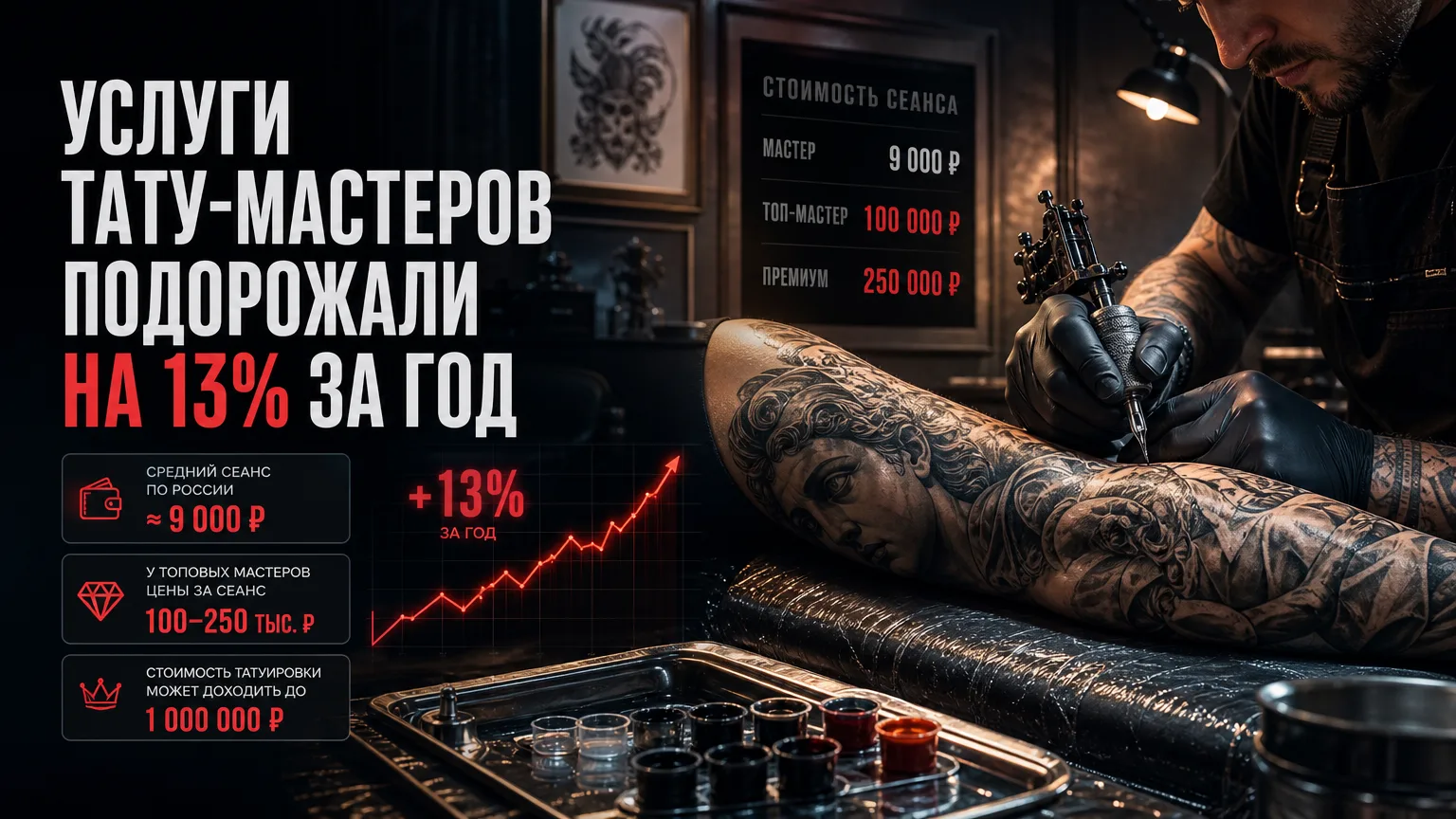 💉 Услуги тату-мастеров подорожали на 13% за год