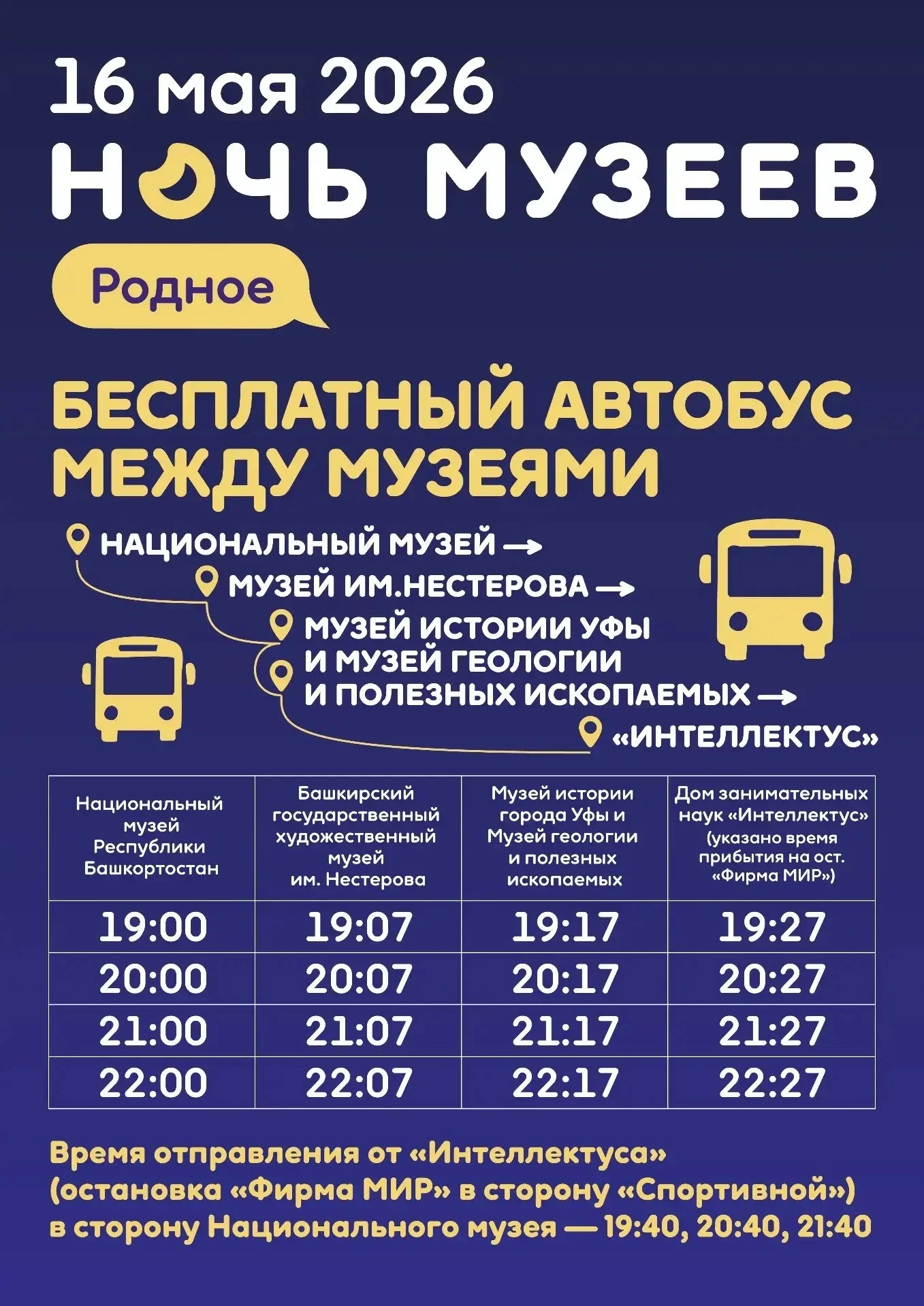 🚌 БЕСПЛАТНЫЙ АВТОБУС ПО МУЗЕЯМ УФЫ В НОЧЬ МУЗЕЕВ!    Друзья!, 16 мая 2026 года, пройдет Всероссийска