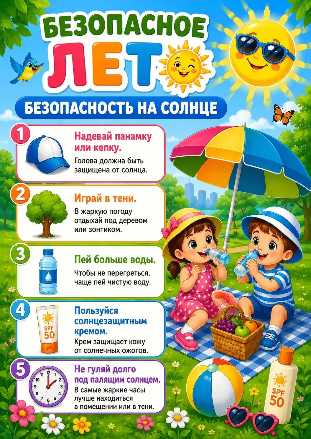 Лето - время отдыха, радости, тепла! И в то же время, это различные опасности! ⚠️ 

Очень важно с де
