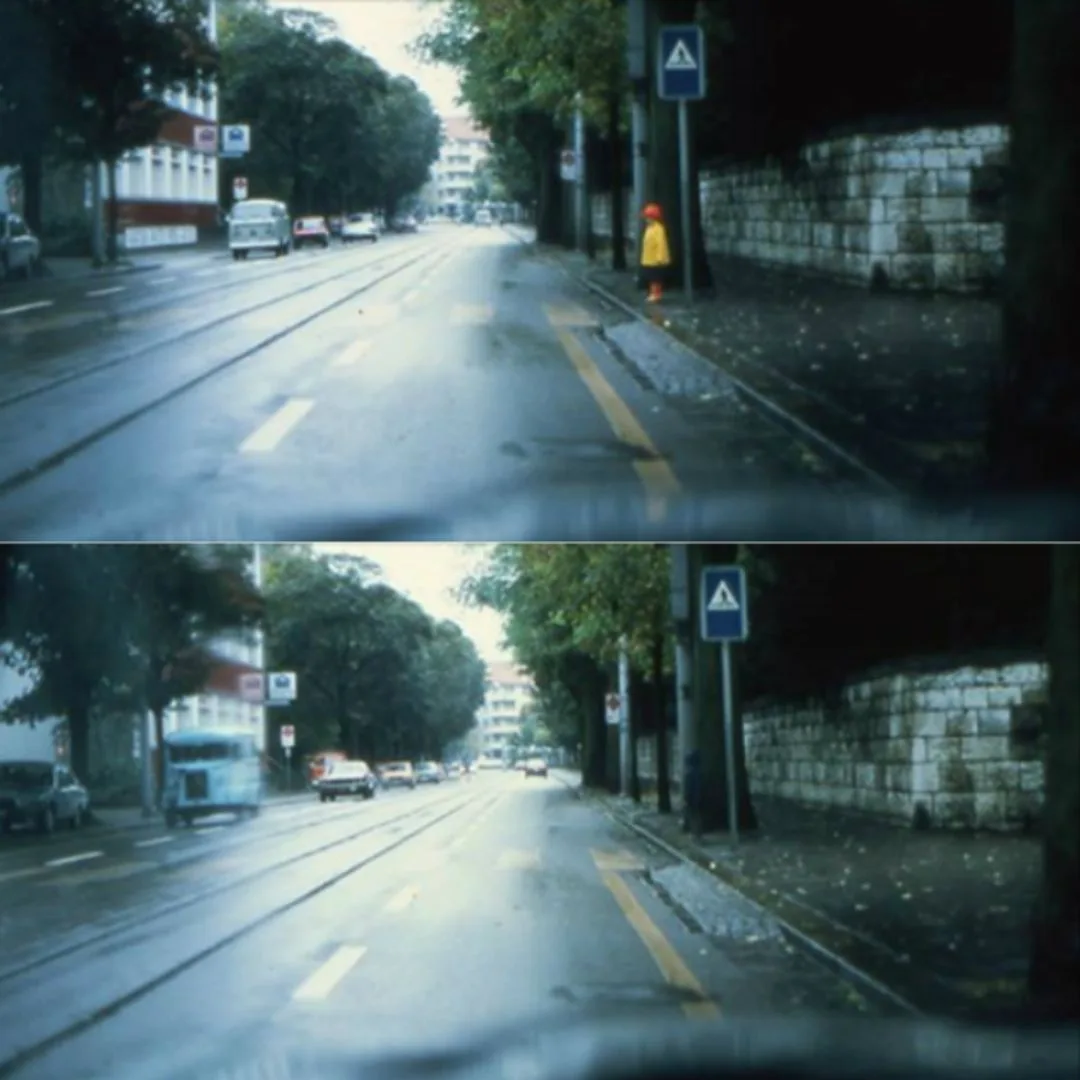 На обеих фотографиях у пешеходного перехода есть дети (на второй ребёнок в чёрной куртк...