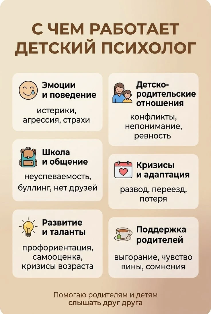 С чем работает детский психолог.