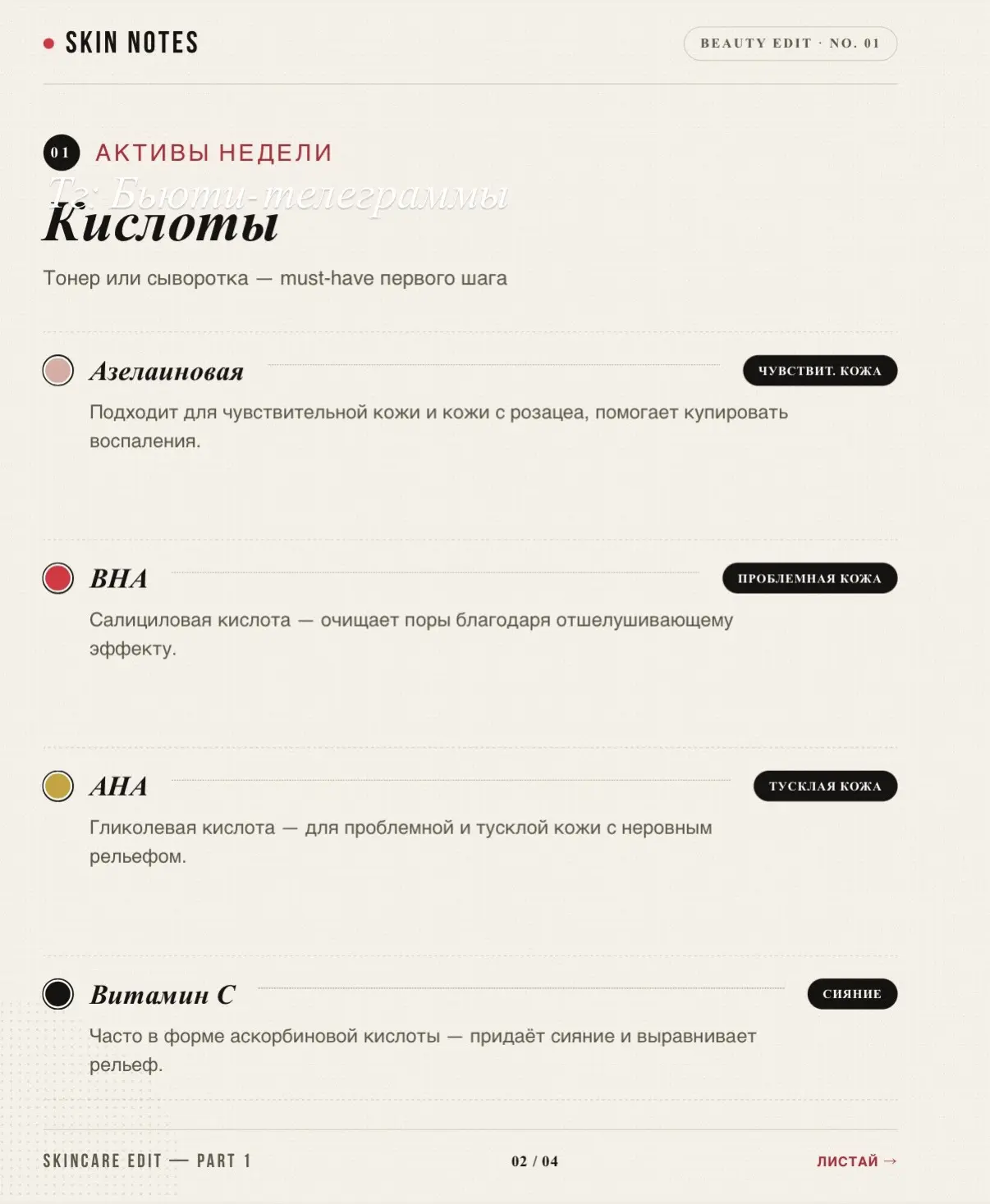 Попросила Claude сделать краткую презентацию по моим бьюти-рекомендациям. Получилась па...