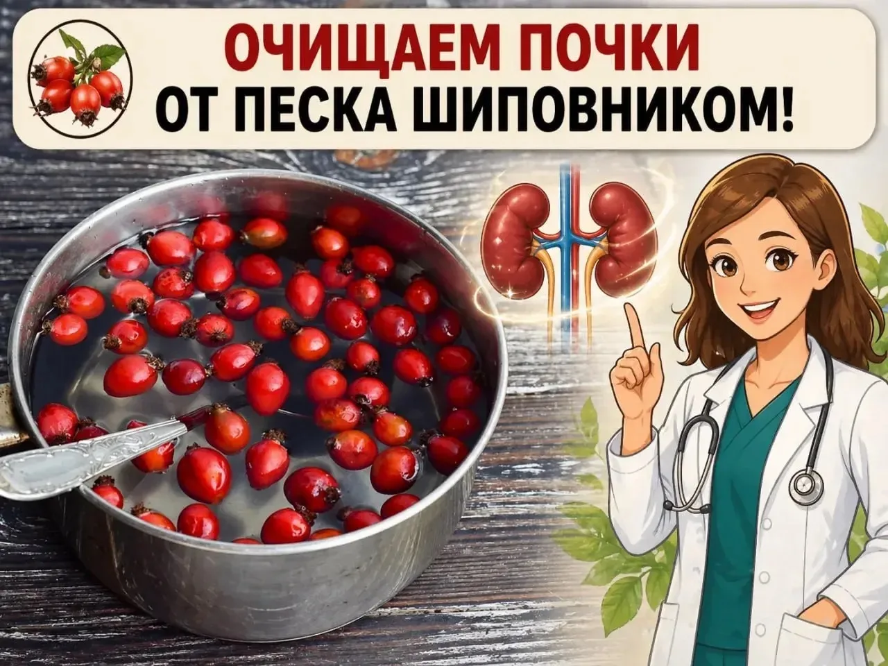 Правильно заваренный шиповник способен вымыть песок из почек.