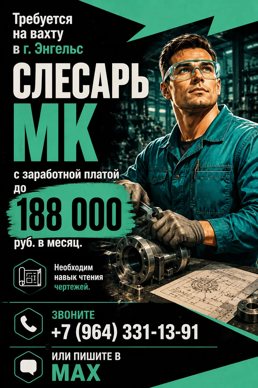 ❗Приглашаем СЛЕСАРЕЙ МК на вахтовый график работы в городе Энгельс, вакансия для кандид...