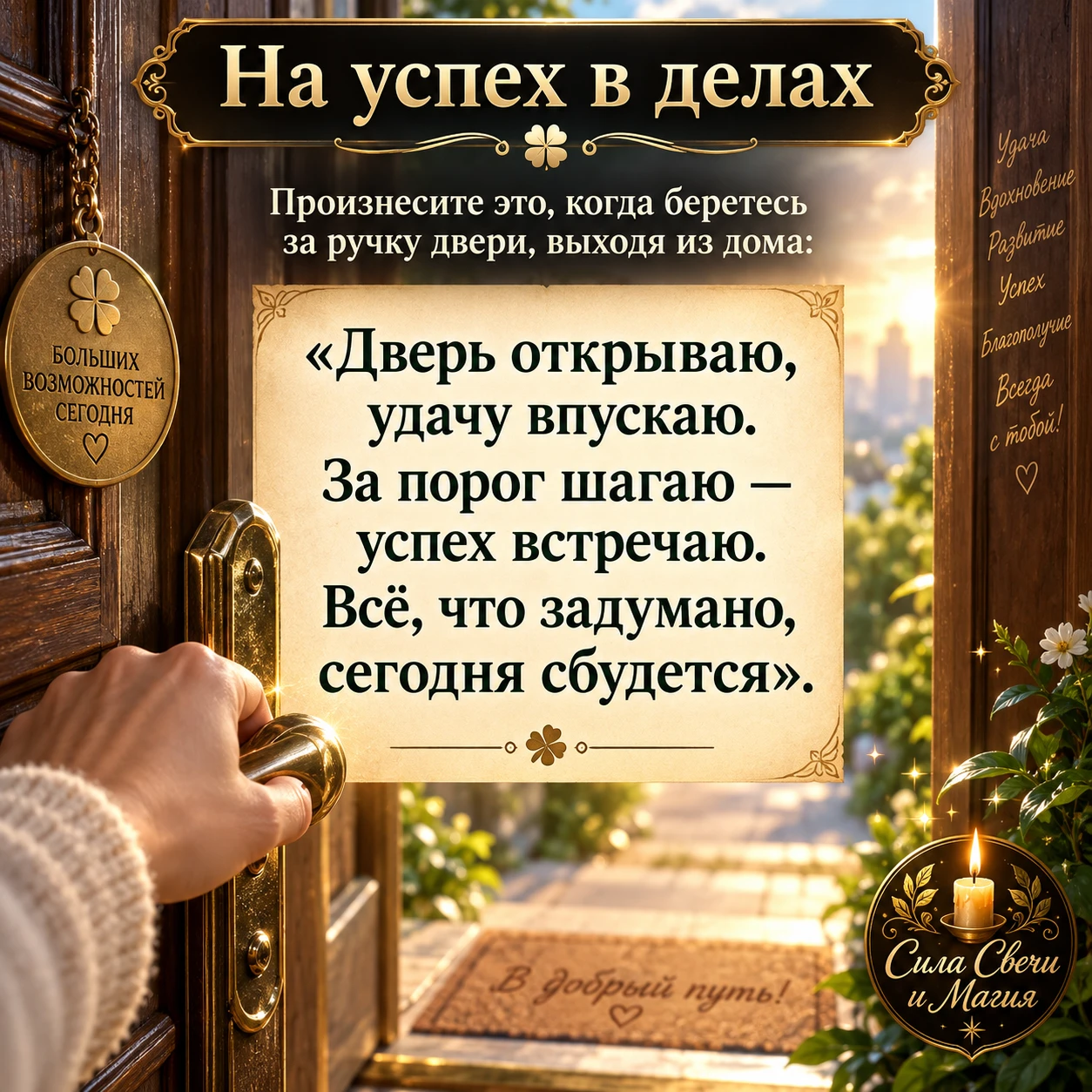 На успех в делах (перед выходом из дома)