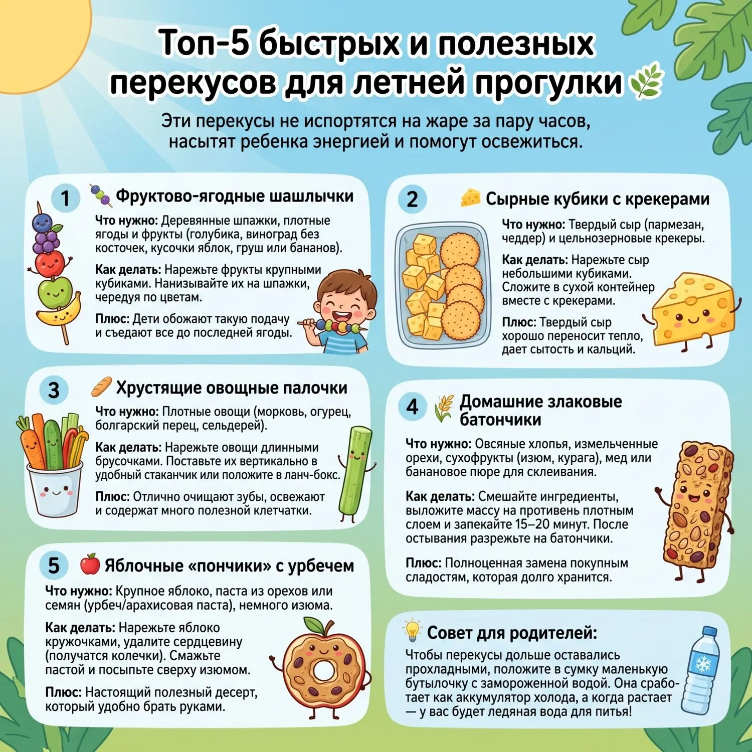 ☀️ Летние прогулки — это море впечатлений, а чтобы энергия у малышей не заканчивалась, ...