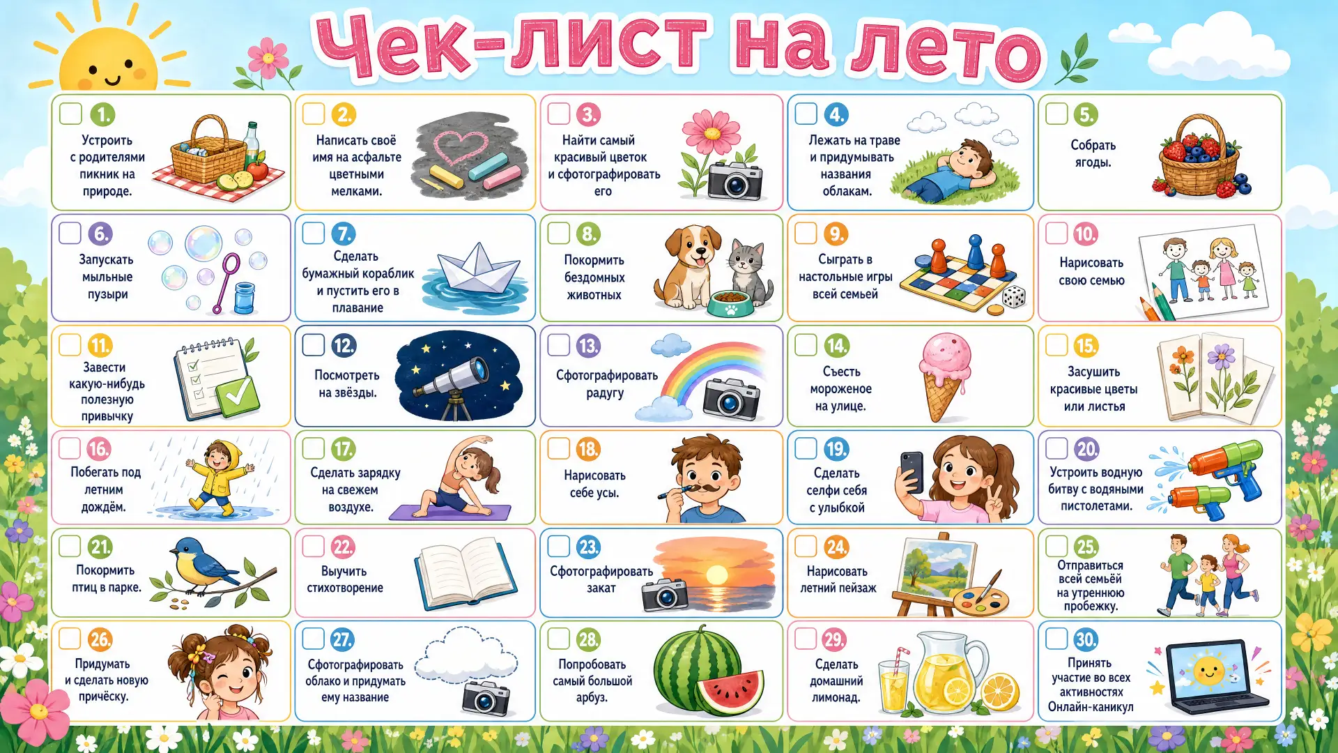 ☀Онлайн-каникулы «Лето с пользой»  - ваш личный план приключений!