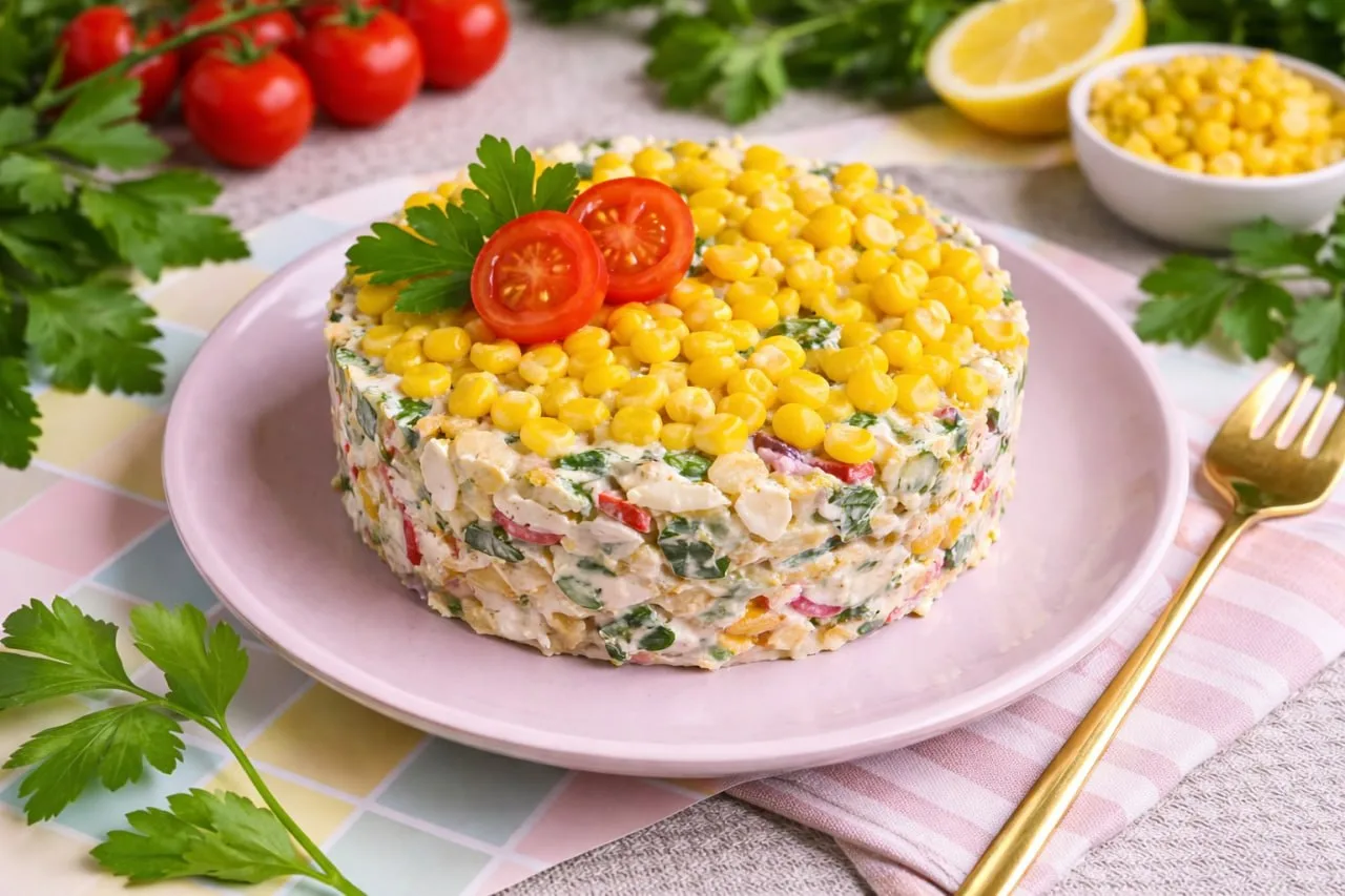САЛАТ С ЯЙЦОМ И КОПЧЁНЫМ СЫРОМ