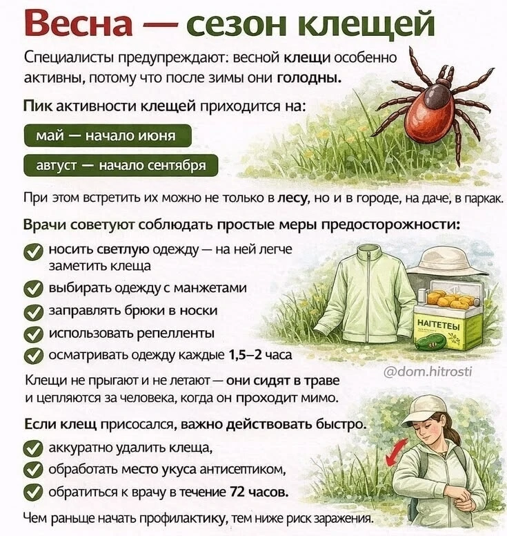 Сезон клещей в самом разгаре 
Будьте внимательны и берегите себя