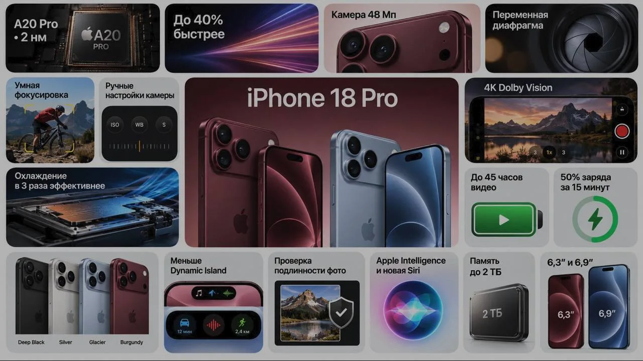 📲Apple представила iPhone 18 Pro: новый процессор, батареи больше 🤩