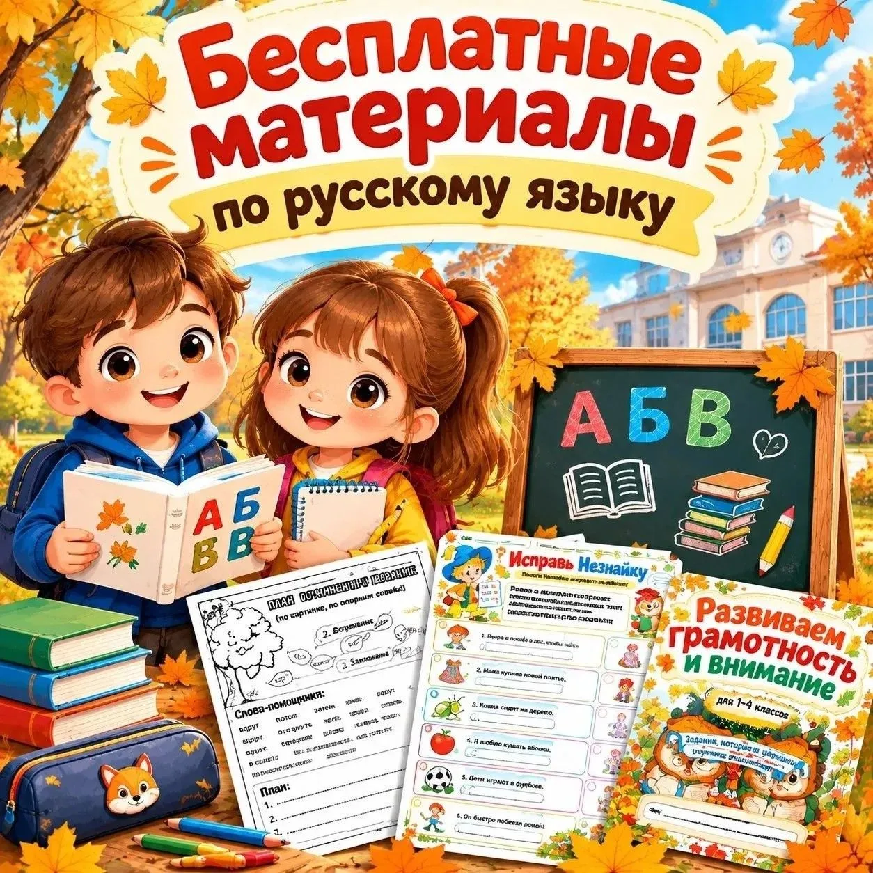 БОЛЬШАЯ ПАПКА  МАТЕРИАЛОВ ДЛЯ НАЧАЛЬНЫХ КЛАССОВ ПО РУССКОМУ ЯЗЫКУ 📚