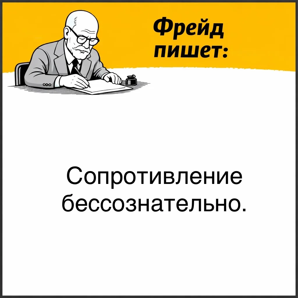 Фрейд подчёркивал, что мы не замечаем, как наша психика сопротивляется.  Мы искренне стараемся разоб