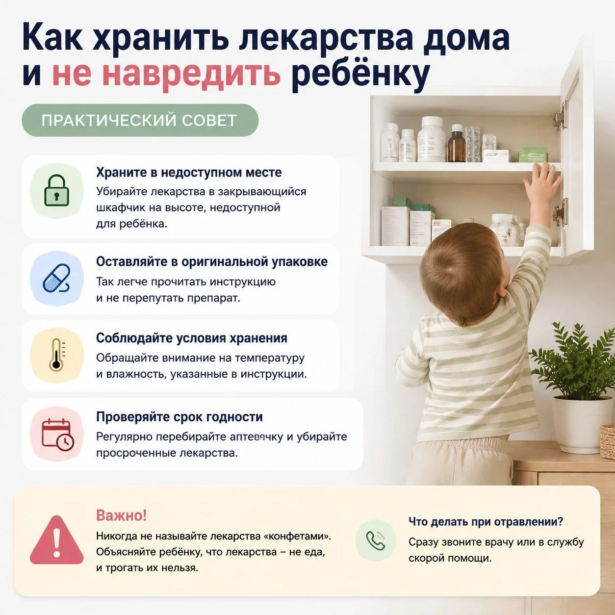 «Домашняя аптечка должна быть безопасной. Вот простые правила: