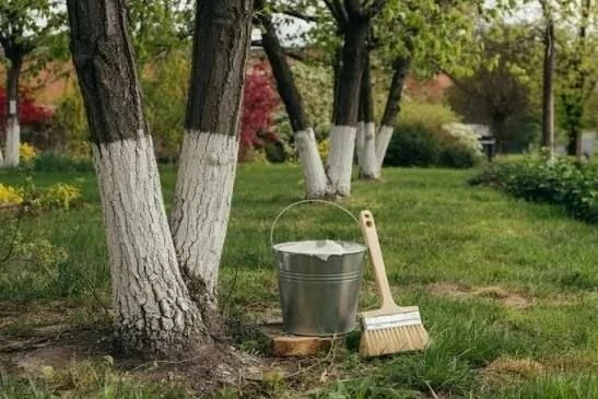 Простая побелка для плодовых деревьев 🌳