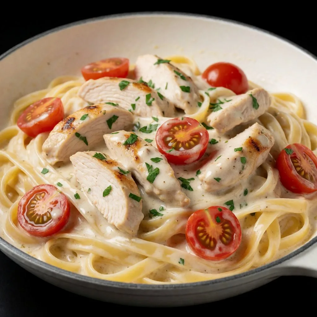 🍝 Паста в сливочном соусе с курицей