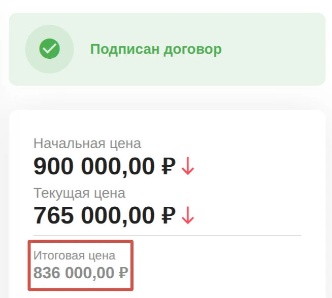 Итоговая цена лота 👆