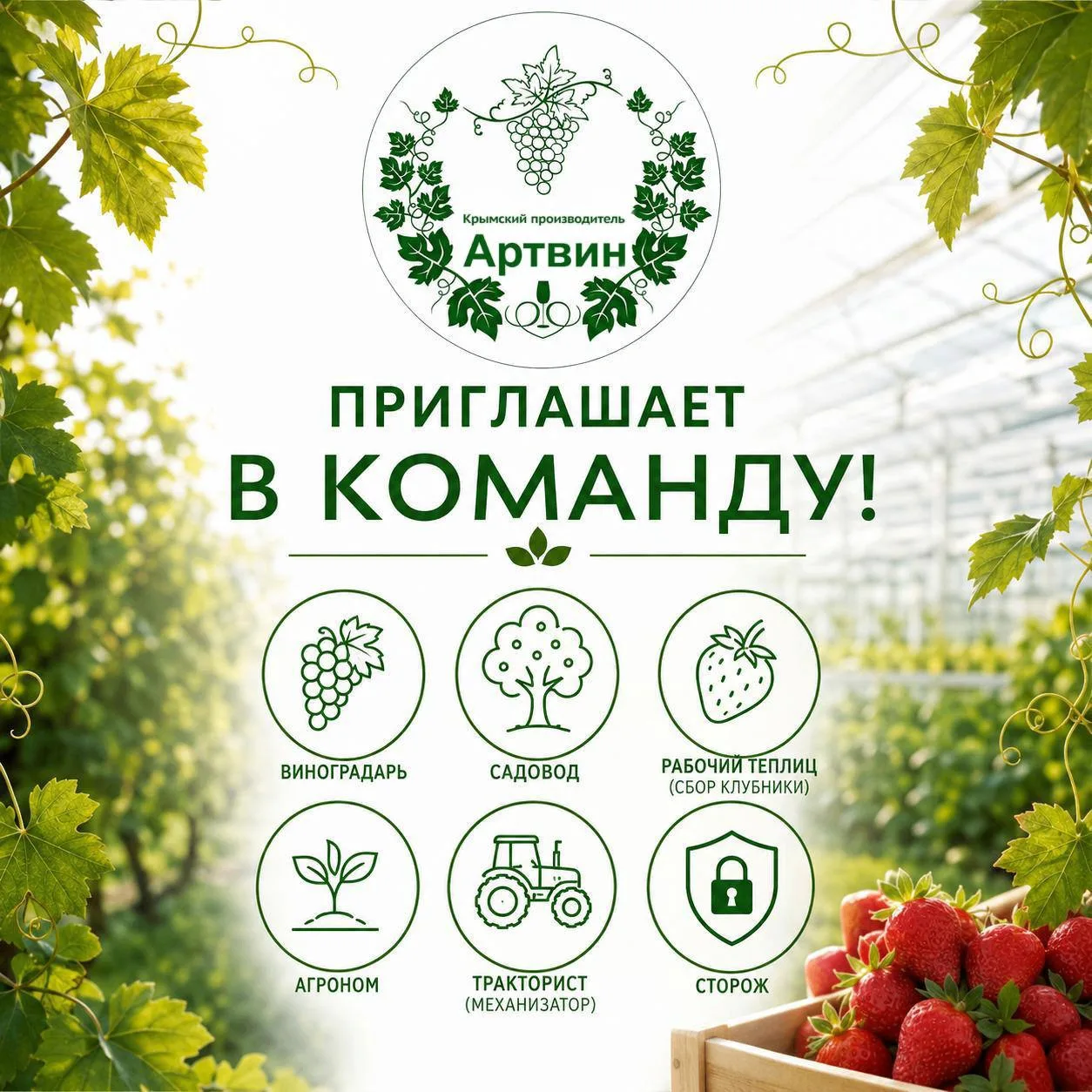 🍇 АО «Артвин» приглашает в команду! 🍓🌱