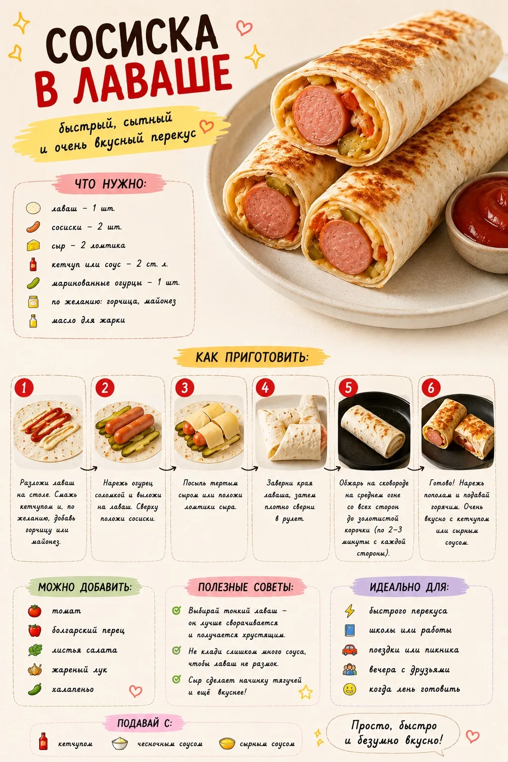 🌯 СОСИСКА В ЛАВАШЕ ✨