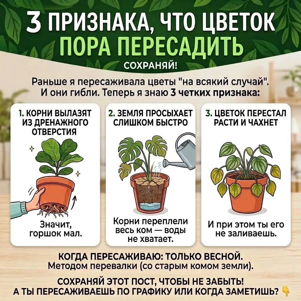 🔔3 признака, что цветок пора пересадить (сохраняй!)