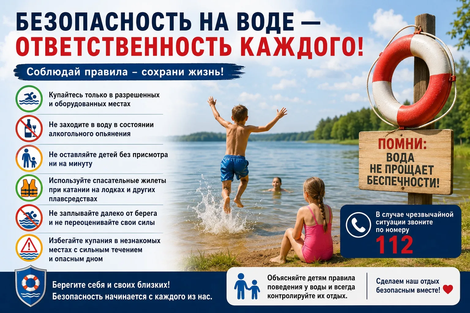 🌊 Безопасность на воде — ответственность каждого!