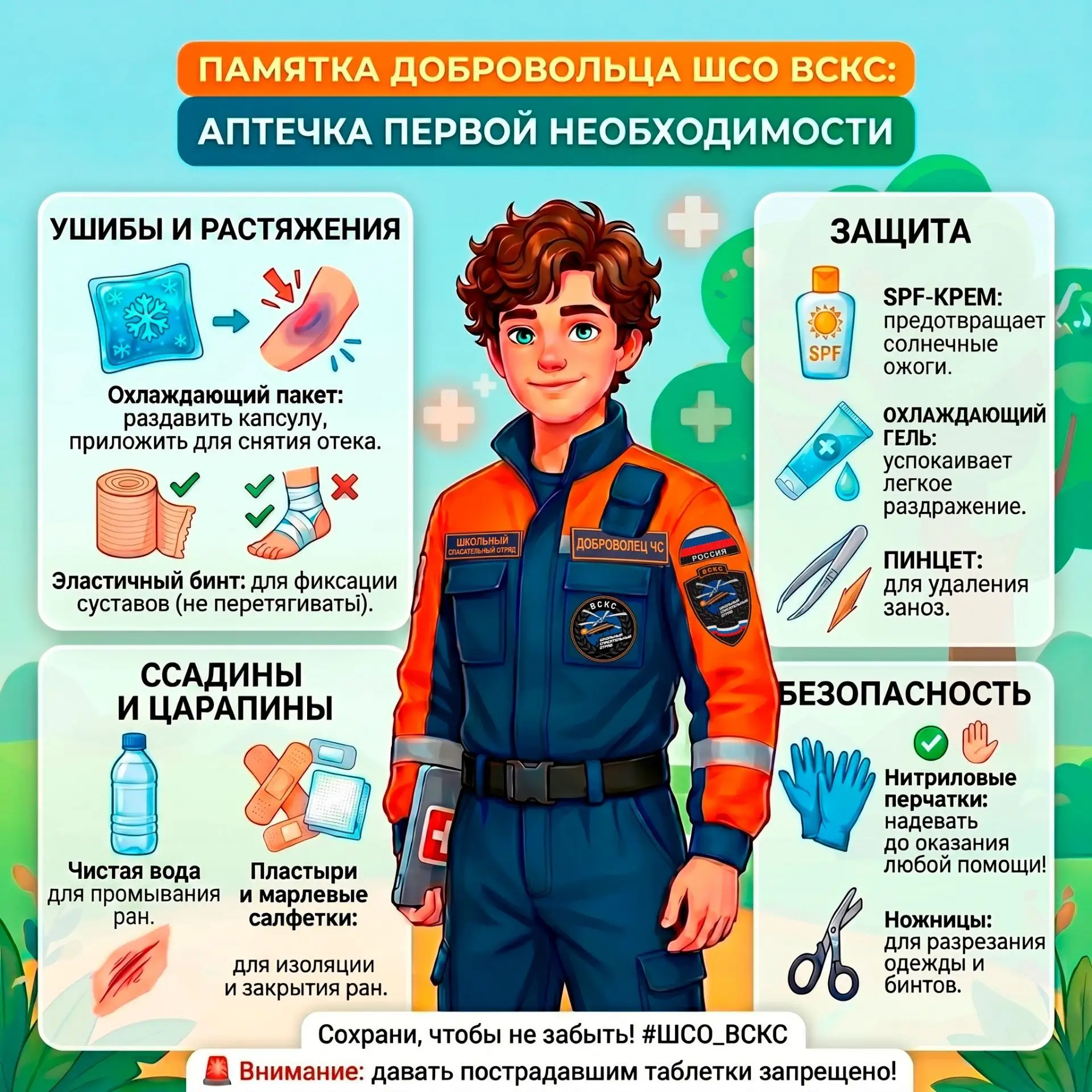 🚁Аптечка первой необходимости

В сезон выездов, походов и тренировок на свежем воздухе важно при се
