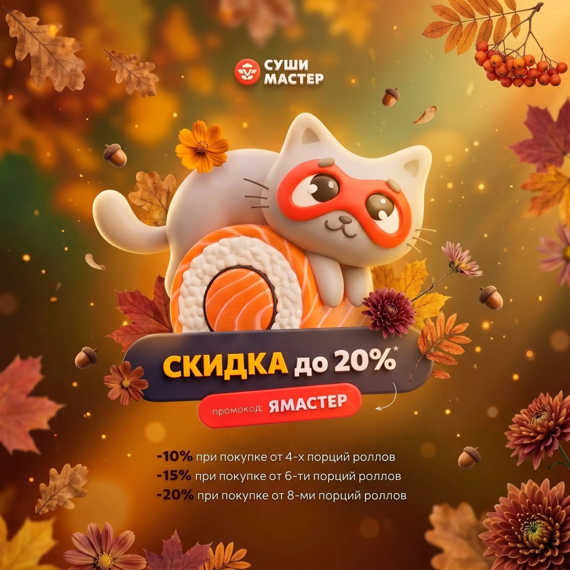 🍣 Промокод «ЯМАСТЕР» — твой ключ к вкусной выгоде!