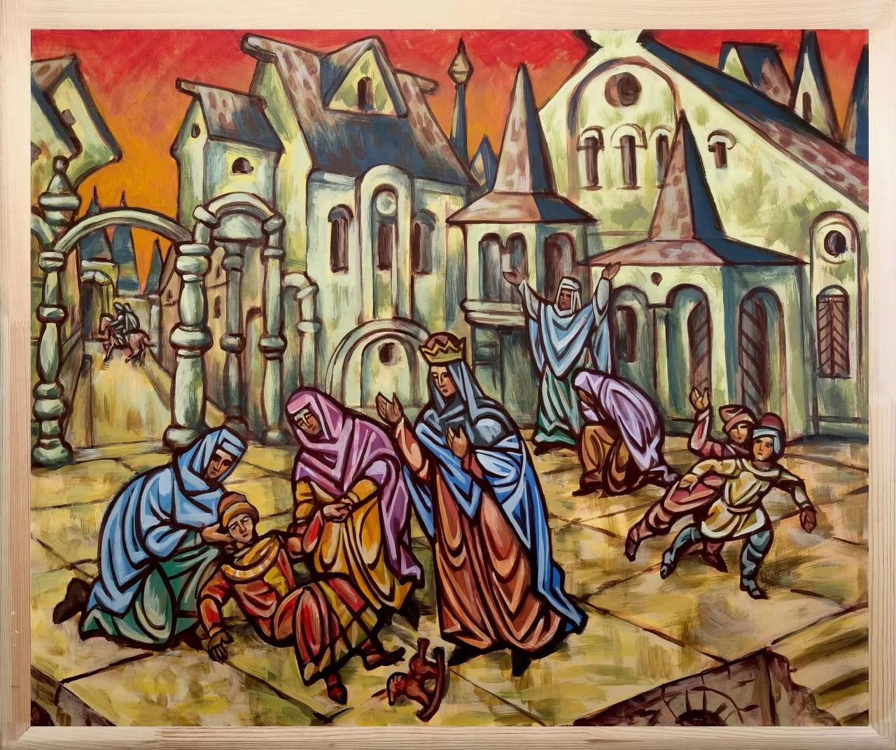 "Трагедия во дворе", 120х100 см. холст, акрил. 2026 г.