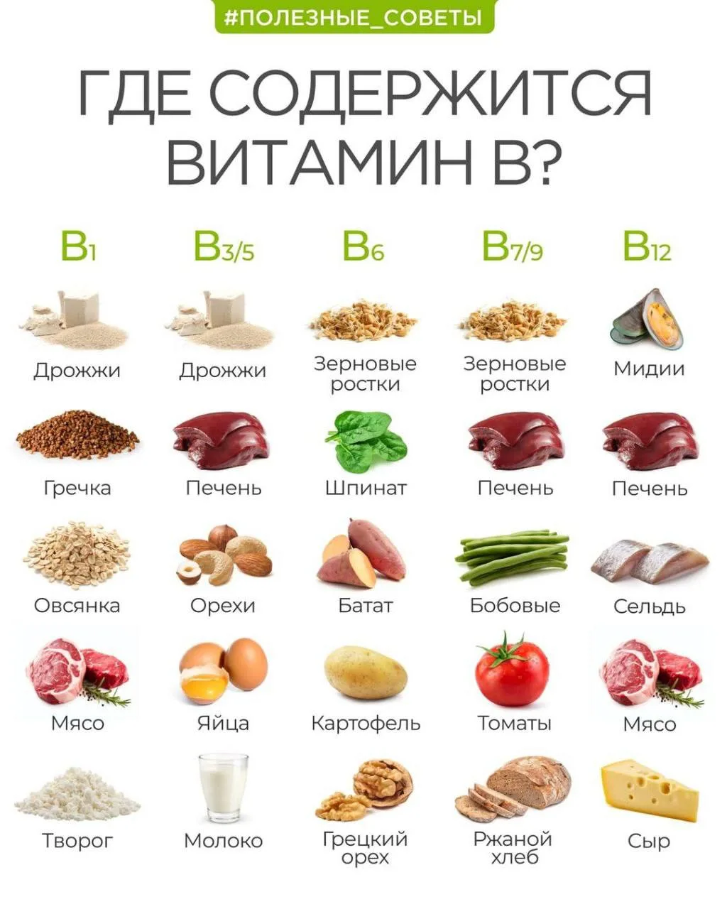 Где найти витамины группы В? 💊

Витамины группы В нужны нашему организму всегда: они поддерживают н