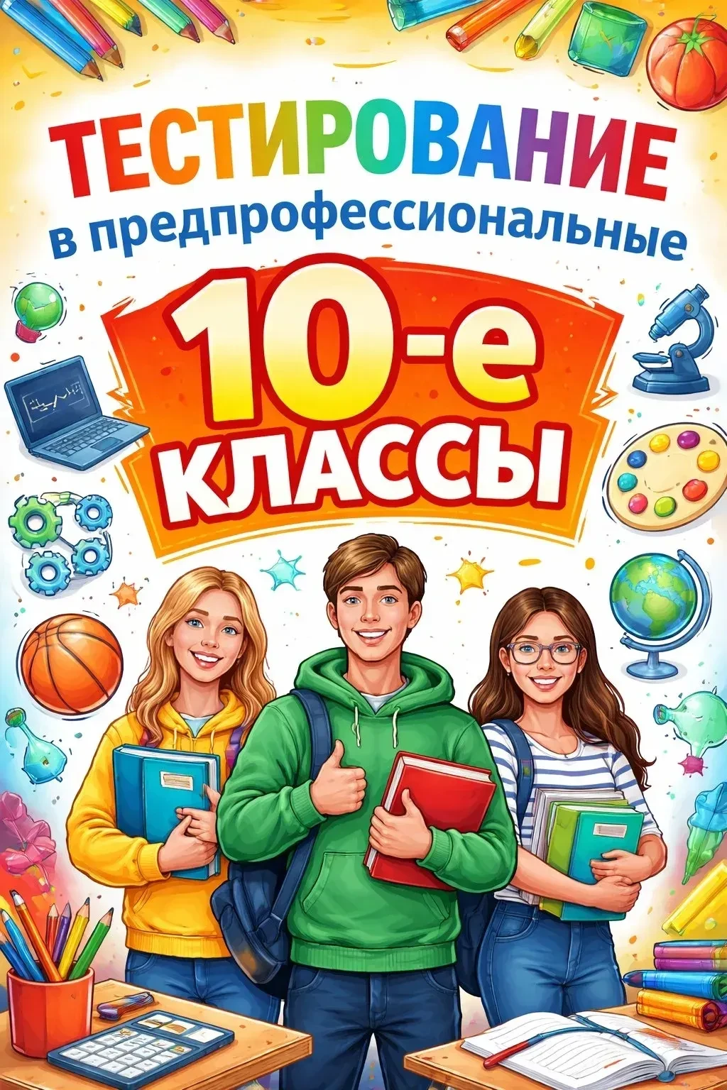 Внимание будущих учеников  10х классов и их родителей!
Тестирование в предпрофессиональные 10-е клас
