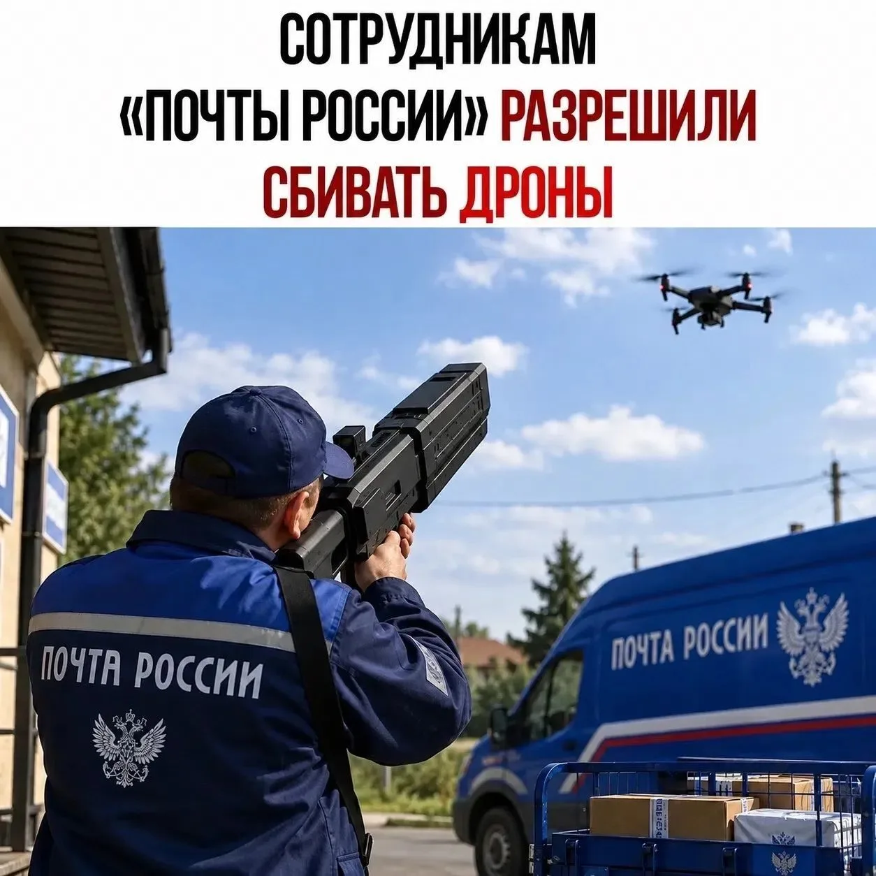 Сотрудникам «Почты России» разрешили сбивать дроны.