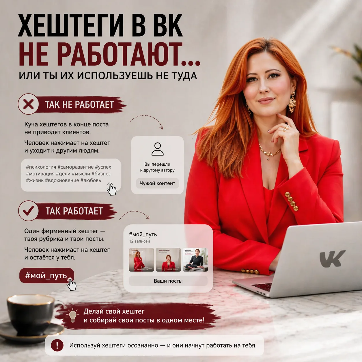 Хештеги в ВК не работают… или ты просто используешь их не туда

Я сегодня немного выбилась из плана,