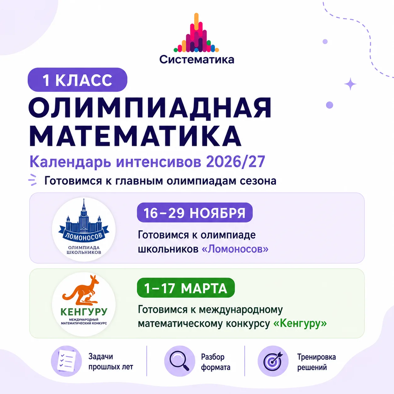 Больше практики — выше шансы на олимпиаде

В новом сезоне мы запускаем серию интенсивов по подготовк