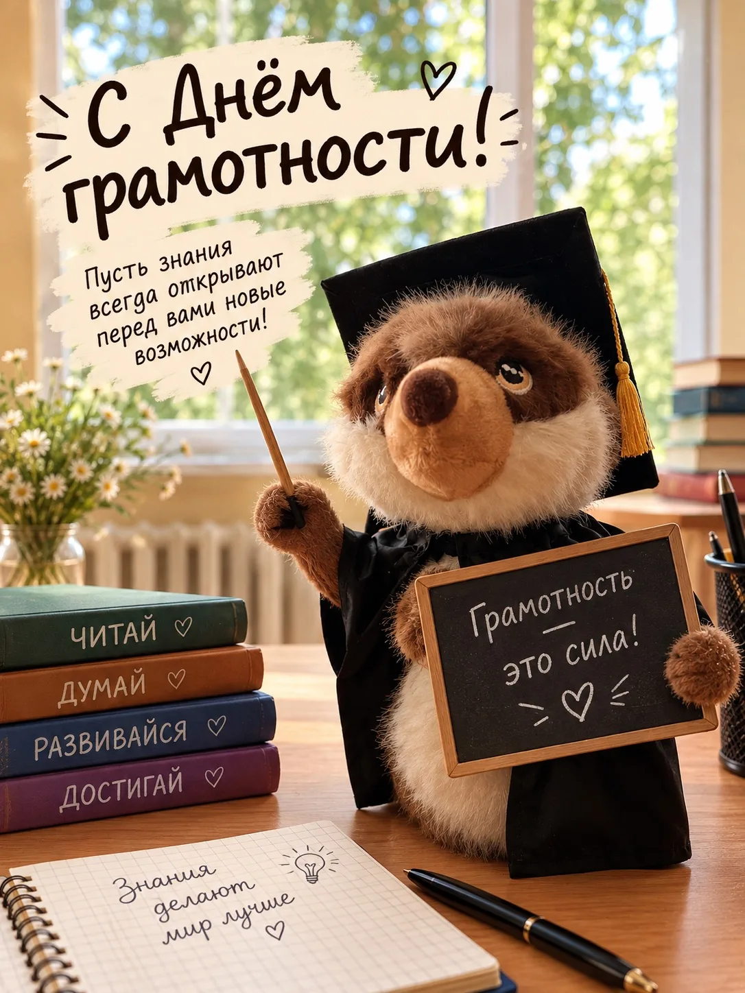 📚🧸🎉 Бося на страже знаний: Талисман Ровеньковского колледжа ЛГПУ поздравляет с Днем ...